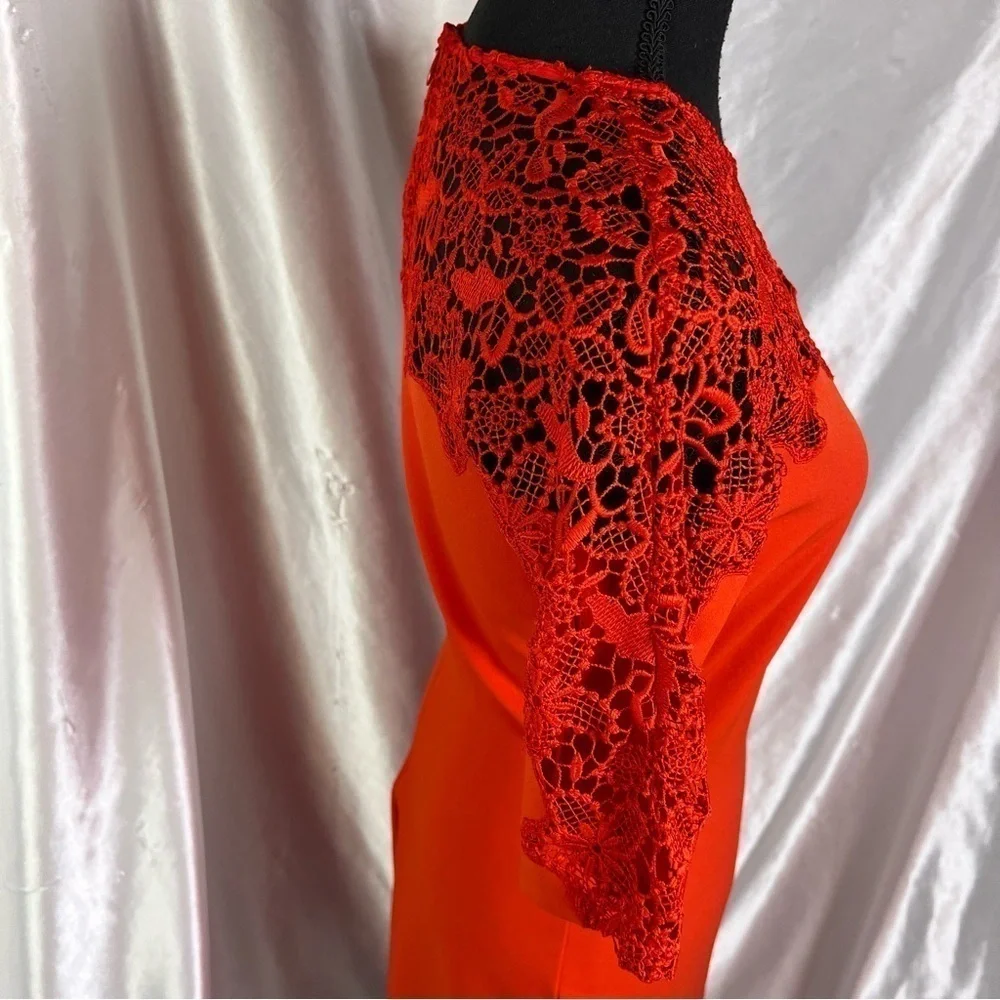 Zara Red Floral Lace Semi-Fitted Knee-Length Dress NWT | Romantic Trendy S